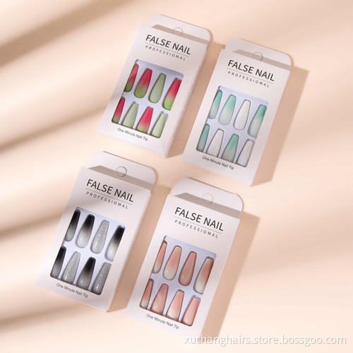 2022 new arrives Halloween nail matte polished European style 24 pcs long fake nails press on nail